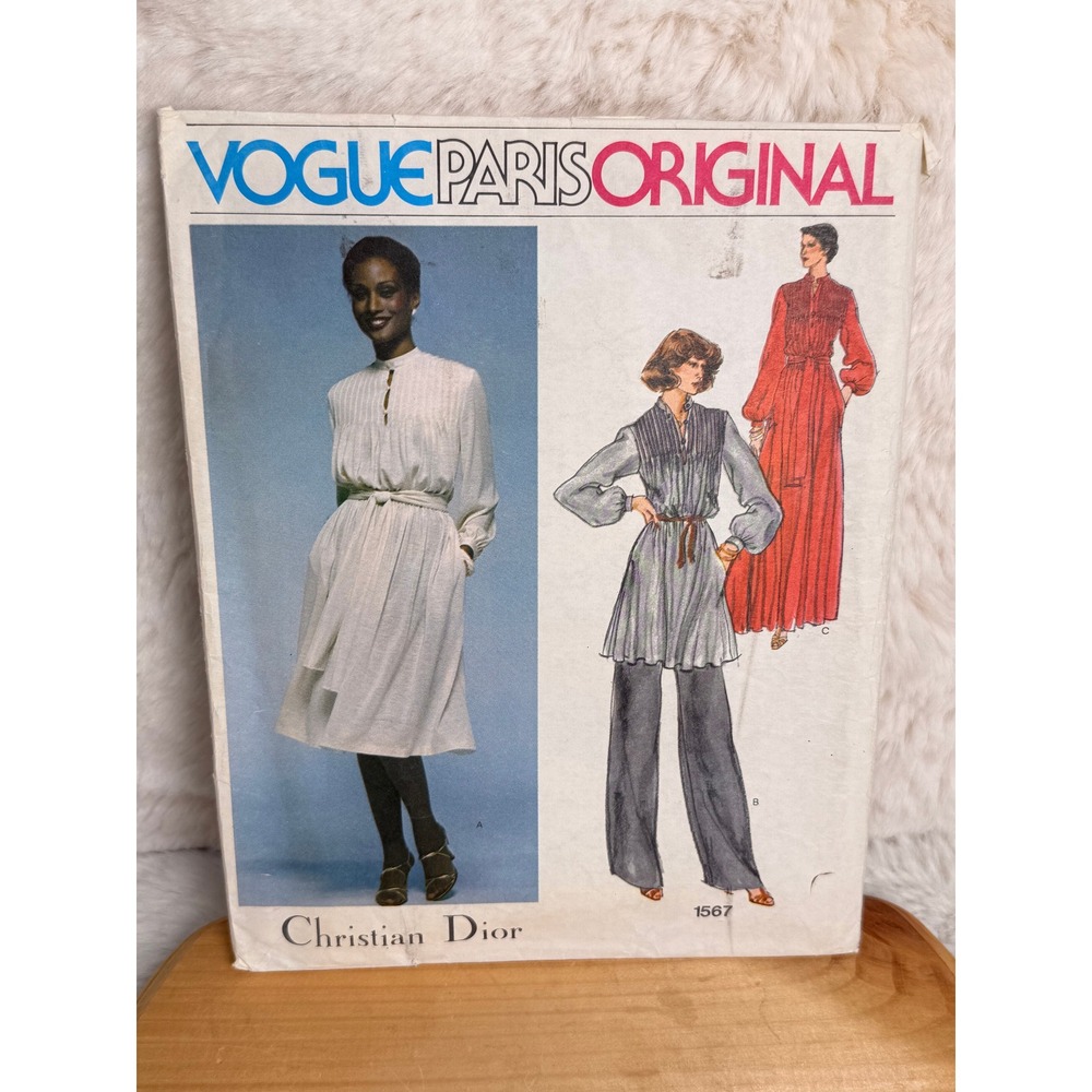 Vogue Paris Original 1567 Christian Dior Dress Tunic Pants Pattern Size 10 UNCUT